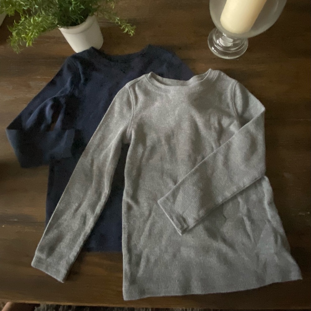 Old Navy Gray and Blue long sleeve Waffle Crew shirts